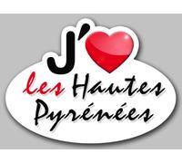 j'aime les Hautes-Pyrénées (5x3.7cm) - Autocollant/Sticker