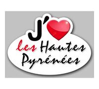 J'aime Les Hautes-Pyrénées (5x3.7cm) - Sticker/Autocollant