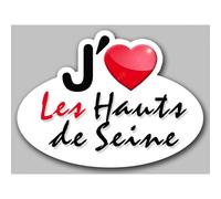 J'aime Les Hauts De Seine (5x3.7cm) - Sticker/Autocollant