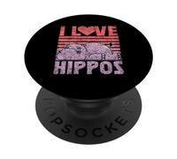 J'aime Les Hippopotames Mignon Hippopotame Dire Hippo PopSockets PopGrip Adhésif