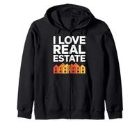 J'aime Les icônes de Maison colorées de l'immobilier Sweat à Capuche