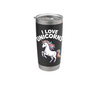 J'aime les licornes, arc-en-ciel, magie et fantaisie Gobelet isotherme en acier inoxydable double paroi