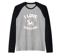 J'aime les licornes, jolie créature magique Manche Raglan