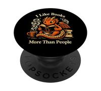 J'aime Les Livres Plus Que Les Gens, Reading Dragon Coffee Lover PopSockets PopGrip Adhésif