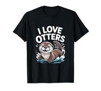J'aime Les loutres Mignonnes éclaboussures d'animaux d'eau T-Shirt