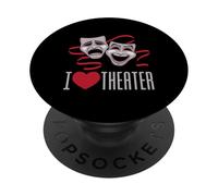 J'aime Les Masques de théâtre, de comédie et de tragédie PopSockets PopGrip Adhésif