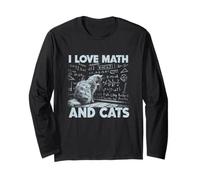 J'aime Les mathématiques et Les Chats, drôle, Amateur de Chats, Professeur de Sciences Manche Longue