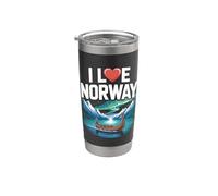 J'aime les montagnes pittoresques de bateaux vikings de Norvège Gobelet isotherme en acier inoxydable double paroi