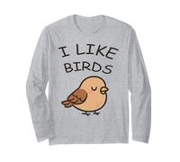 J'aime Les Oiseaux Oiseau de Jardin Minimaliste et drôle Manche Longue