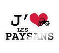 J'aime les Paysans Je Suis Avec des Agriculteurs Autocollant Sticker