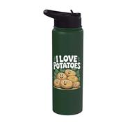 J'aime les pommes de terre mignons visages de dessin animé Stainless Steel Insulated Water Bottle