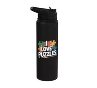 J'aime les puzzles colorés Stainless Steel Insulated Water Bottle