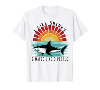 J'aime les requins et peut-être 3 personnes, drôle, rétro, vintage T-Shirt