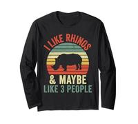 J'aime Les rhinocéros et Peut-être 3 Personnes Vintage Rhino Retro Manche Longue