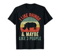J'aime Les rhinocéros et Peut-être 3 Personnes Vintage Rhino Retro T-Shirt