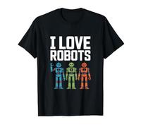 J'aime Les Robots Passionnés de Robots S'amuser T-Shirt Graphique avec Valeur, Homme, Noir, M