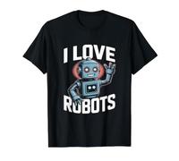 J'aime Les Robots, Une Mignonne passionnée de Robots T-Shirt Graphique avec Valeur, Homme, Noir, XL