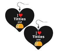 J'aime les seins et les tacos boucles d'oreilles en cuir pour les femmes balancent boucle d'oreille goutte coeur pendentif avec crochet cadeaux pour fille adulte