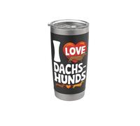 J'aime les teckels avec des chiens en forme de cœur Gobelet isotherme en acier inoxydable double paroi