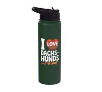 J'aime les teckels avec des chiens en forme de cœur Stainless Steel Insulated Water Bottle