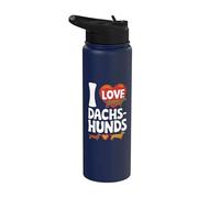 J'aime les teckels avec des chiens en forme de cœur Stainless Steel Insulated Water Bottle