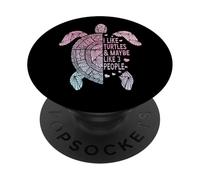 J'aime les tortues et peut-être 3 personnes qui aiment le tie-dye drôle PopSockets PopGrip Adhésif