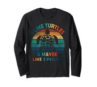 J'aime les tortues et peut-être comme 3 personnes Lover Vintage Funny Manche Longue