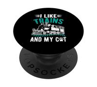 J'aime Les Trains et Mon Chat PopSockets PopGrip Adhésif