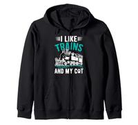 J'aime Les Trains et Mon Chat Sweat à Capuche