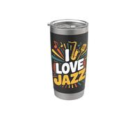 J'aime les vibrations de la musique de saxophone jazz Gobelet isotherme en acier inoxydable double paroi