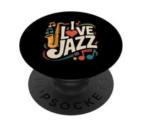 J'aime Les Vibrations de la Musique de Saxophone Jazz PopSockets PopGrip Adhésif