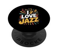 J'aime Les Vibrations de la Musique de Saxophone Jazz PopSockets PopGrip Adhésif