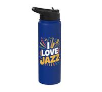 J'aime les vibrations de la musique de saxophone jazz Stainless Steel Insulated Water Bottle