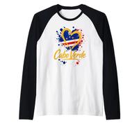 J'aime Les Voyages de Vacances au Cabo Verde, Le Tourisme avec Drapeau en Forme de cœur doré Manche Raglan