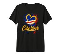 J'aime Les Voyages de Vacances au Cabo Verde, Le Tourisme avec Drapeau en Forme de cœur doré T-Shirt Haut de Gamme