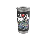 J'aime les zombies avec des personnages de dessins animés Gobelet isotherme en acier inoxydable double paroi