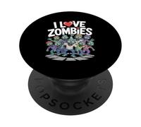 J'aime Les Zombies avec des Personnages de Dessins animés PopSockets PopGrip Adhésif
