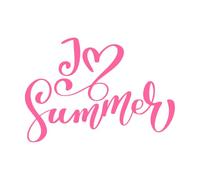 J'aime l'été, lettrage dessiné à la main, calligraphie manuscrite, conception, citation Stickers muraux 50.4x72.2cm Décoration de magasin Rose