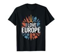 J'aime l'europe, Monuments emblématiques, Travel Pride T-Shirt Graphique avec Valeur