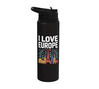 J'aime l'Europe, sites célèbres et voyages Stainless Steel Insulated Water Bottle