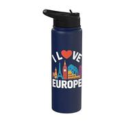 J'aime l'Europe, sites célèbres et voyages Stainless Steel Insulated Water Bottle