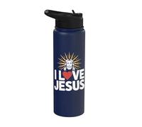 J'aime l'expression de la foi religieuse de Jésus Stainless Steel Insulated Water Bottle