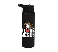 J'aime l'expression de la foi religieuse de Jésus Stainless Steel Insulated Water Bottle