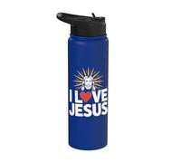 J'aime l'expression de la foi religieuse de Jésus Stainless Steel Insulated Water Bottle