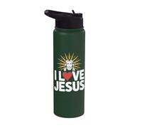 J'aime l'expression de la foi religieuse de Jésus Stainless Steel Insulated Water Bottle
