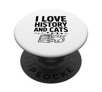 J'aime l'histoire et Les Chats Un Chat Amusant Qui Aime l'histoire PopSockets PopGrip Adhésif