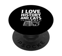 J'aime l'histoire et Les Chats Un Chat Amusant Qui Aime l'histoire PopSockets PopGrip Adhésif