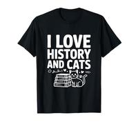 J'aime l'histoire et Les Chats Un Chat Amusant Qui Aime l'histoire T-Shirt