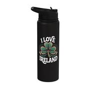 J'aime l'Irlande Shamrock Celtic Pride Stainless Steel Insulated Water Bottle