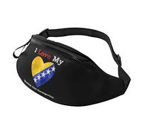 J'aime ma Bosnie-Herzégovine Coeur Drapeau Casual Fanny Pack Hommes et Femmes Loisirs Sports Taille Sac Sport Jour Exercice Cadeau